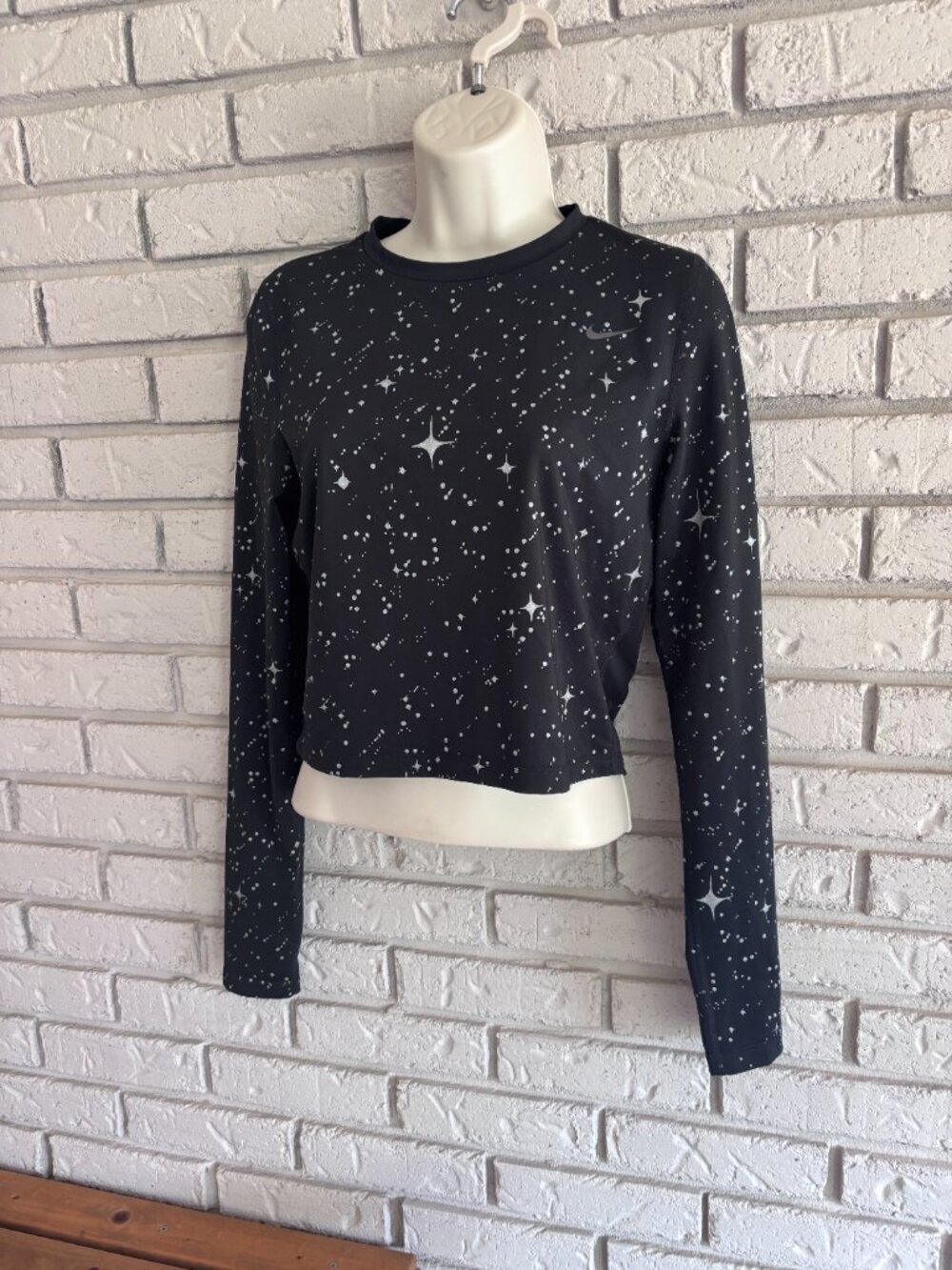 Nike Pro Dri-Fit Starry Night Fitness Training Crop Top Womens M Black Silver